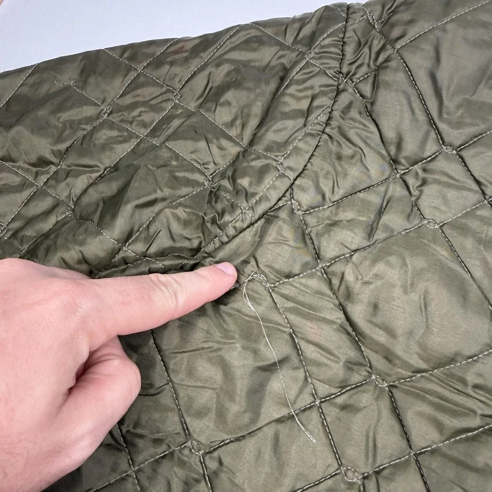 Vintage 1950's Sears Jacket Mens Medium Green Quilted Nylon Lined USA Workwear